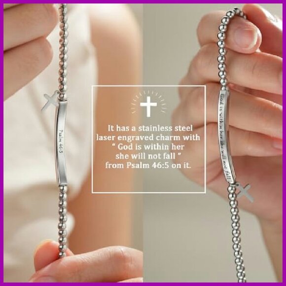 Inspirational Bible Verse Bracelet Stainless Steel 9" Adjustable Christian - Picture 6 of 8